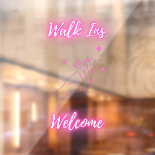Autocollant Pour Fenêtre Nail Salon Walk Ins Welcome Rose