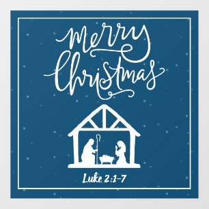 Autocollant Pour Fenêtre Nativité Joyeux Noël Bleu fenêtre Clouage