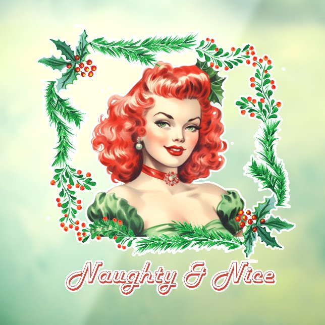 Autocollant Pour Fenêtre Naughty & Nice Retro Christmas Pinup (Feuille 3)