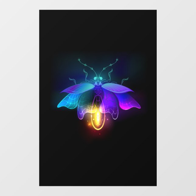 Autocollant Pour Fenêtre Neon Firefly sur noir (Feuille)