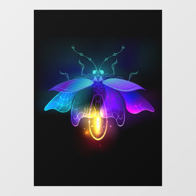 Autocollant Pour Fenêtre Neon Firefly sur noir (Feuille)