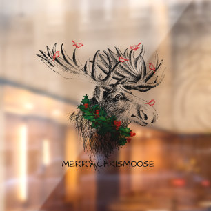 Autocollant Pour Fenêtre Noël Chrismoose Oiseaux d'orignaux Fenêtre Clout