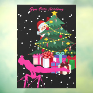 Autocollant Pour Fenêtre Noël de gymnaste : Père Noël Me Apportez Gymnastiq