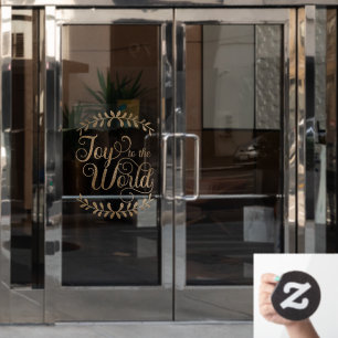 Autocollant Pour Fenêtre Noël Joie Au Monde Faux Gold Leaf Business