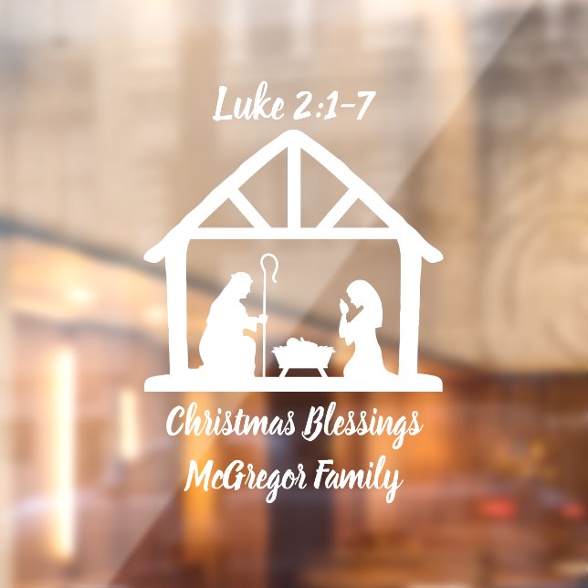 Autocollant Pour Fenêtre Noël Nativité Manger Écriture Nom de famille (Feuille 2)