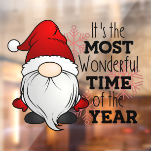 Autocollant Pour Fenêtre Noël Père Noël Gnome Temps le plus merveilleux