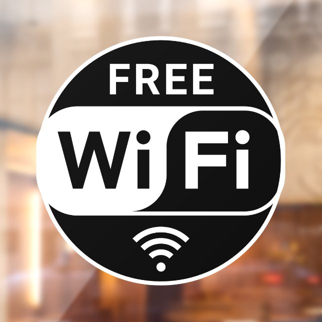 Autocollant Pour Fenêtre Noir Blanc Affaires Wi-Fi gratuit (Feuille 2)
