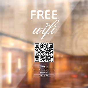 Autocollant Pour Fenêtre Noir Blanc Simple Wi-Fi Gratuit QR Code Lieu