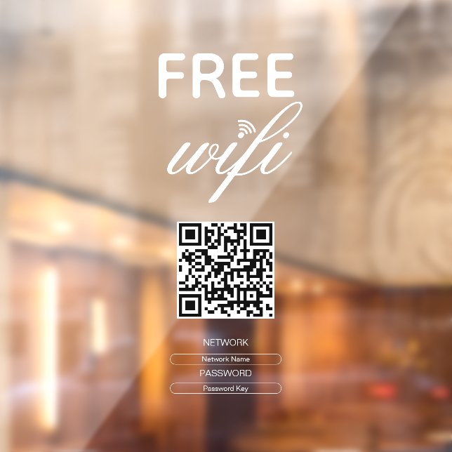 Autocollant Pour Fenêtre Noir Blanc Simple Wi-Fi Gratuit QR Code Lieu (Feuille 2)