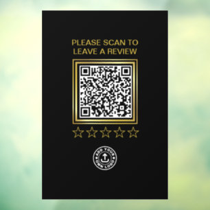 Autocollant Pour Fenêtre Noir Code QR Business Logo Scan To Review