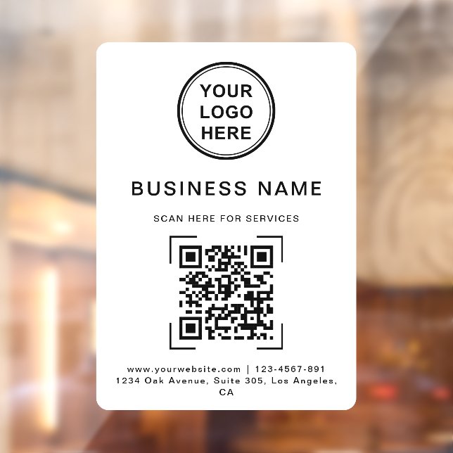 Autocollant Pour Fenêtre Nom de l'entreprise Code QR Logo Blanc (Feuille 2)