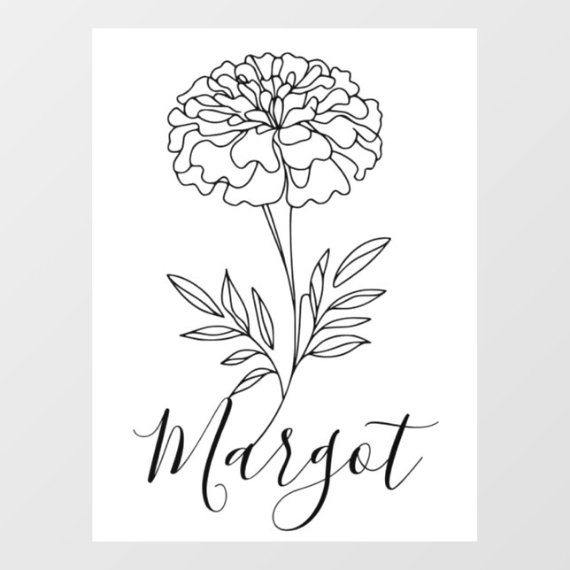 Autocollant Pour Fenêtre Nom personnalisé Octobre Marigold Flower de naissa (Feuille)