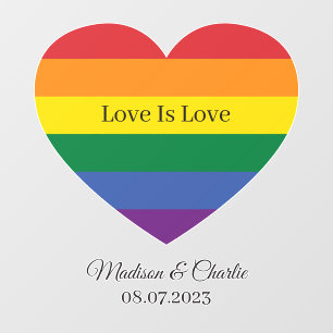 Autocollant Pour Fenêtre Nom personnalisé Rainbow Heart