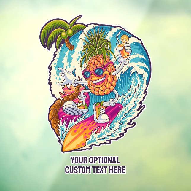 Autocollant Pour Fenêtre Nom personnalisé Surfing Pineapple (Feuille 3)