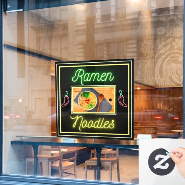 Autocollant Pour Fenêtre Noodle Restaurant Noodle Bowl Photo Avant (Fenêtre de café)