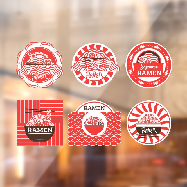 Autocollant Pour Fenêtre Noodles Ramen Japonais Servis Ici Restaurant (Feuille 2)