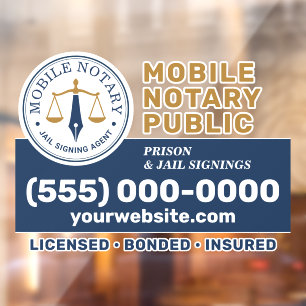 Autocollant Pour Fenêtre Notaire Mobile Personnalisé Signature Légale Bleu