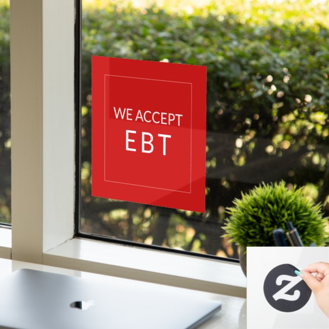 Autocollant Pour Fenêtre Nous acceptons EBT Red Business Sign Clôture de fe (Bureau)