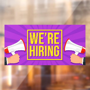 Autocollant Pour Fenêtre Nous recrutons Violet Jaune Couleurs Vives