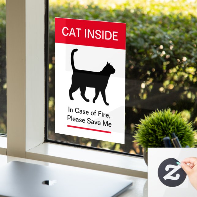 Autocollant Pour Fenêtre NOUVEAUTÉ ! Chat à l'intérieur En coque de feu -Pr (Bureau)