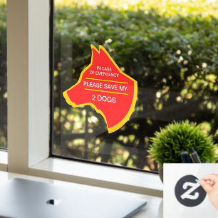Autocollant Pour Fenêtre NOUVEAUTÉ ! En Coque d'urgence, sauvez mes 2 chien