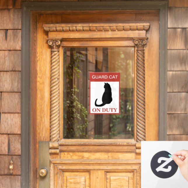 Autocollant Pour Fenêtre NOUVEAUTÉ ! Garde Chat en service — Drôle avertiss (Porte d'accueil)