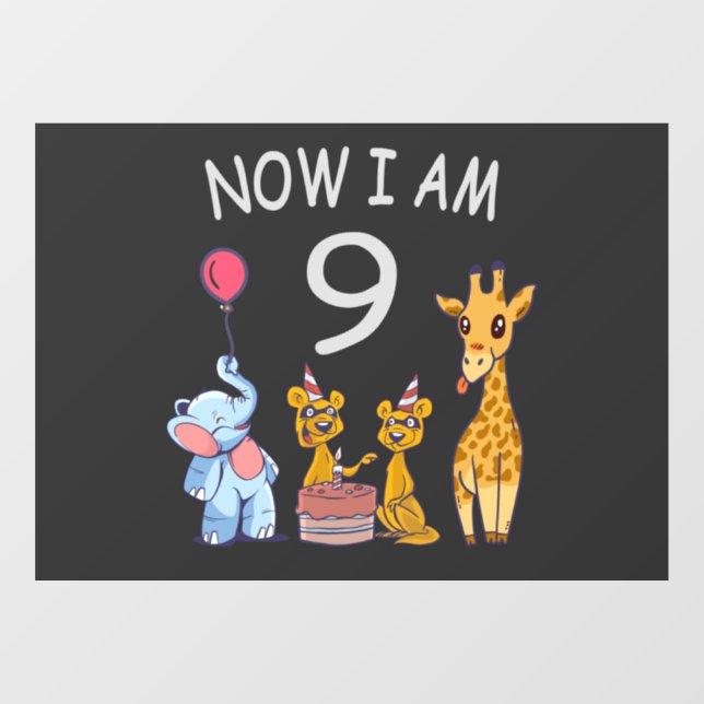 Autocollant Pour Fenêtre Now I le 9e anniversaire du Birthday (Feuille)