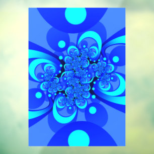Autocollant Pour Fenêtre Nuances de bleu moderne art fractal Abstrait