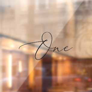 Autocollant Pour Fenêtre Numéro de table noire de calligraphie minimaliste