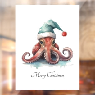 Autocollant Pour Fenêtre Octopus Christmas Joy, coutume