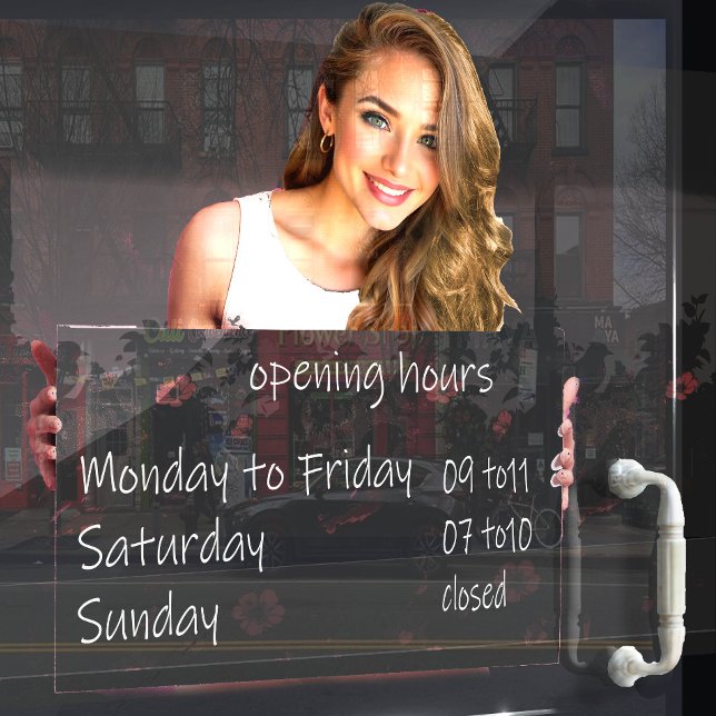 Autocollant Pour Fenêtre Opening Hours Sign Window Cling (Créateur téléchargé)