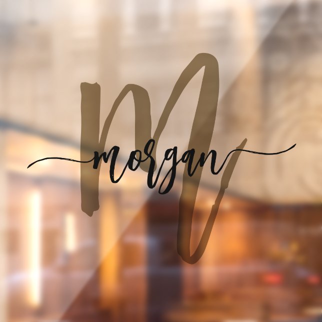 Autocollant Pour Fenêtre Or Noir Monogramme Nom Entreprise Société (Feuille 2)