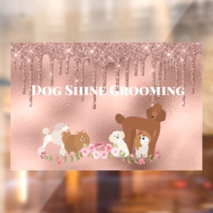 Autocollant Pour Fenêtre Or rose Toilettage de chien Services de beauté pou