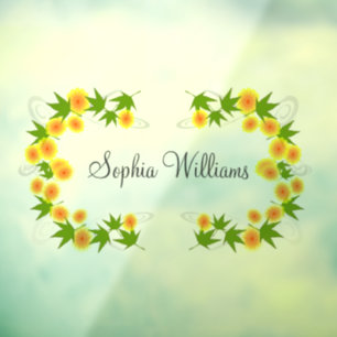 Autocollant Pour Fenêtre Orange fleurs japonaises blanches