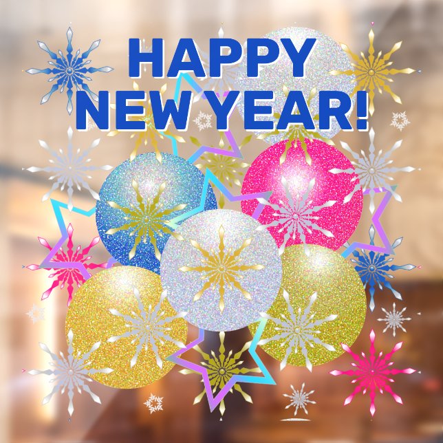 Autocollant Pour Fenêtre Ornements de Noël et flocons de neige (Feuille 2)