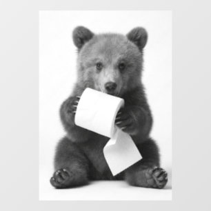 Autocollant Pour Fenêtre Ours de la faune minimaliste amusant tenant du pap