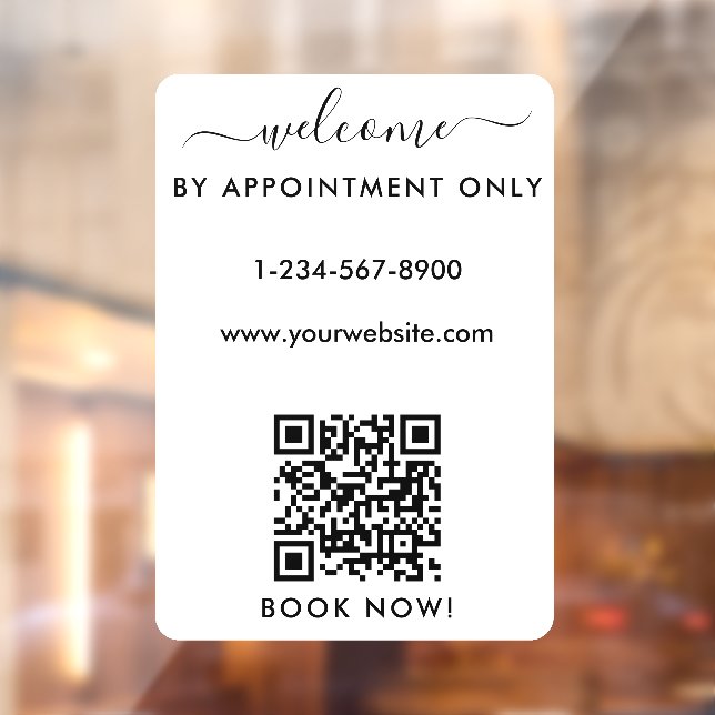 Autocollant Pour Fenêtre Ouverture des heures d'ouverture Rendez-vous uniqu (Feuille 2)