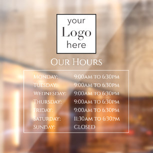 Autocollant Pour Fenêtre Ouvrir les heures Votre logo Boutique Clôture de 