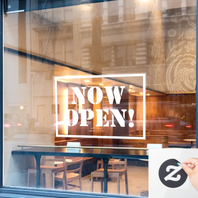 Autocollant Pour Fenêtre Ouvrir maintenant Clôture de la fenêtre de signatu (Fenêtre de café)