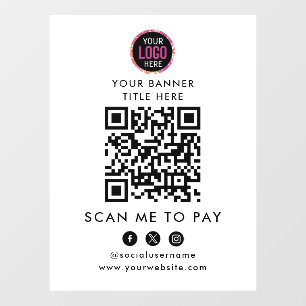 Autocollant Pour Fenêtre Paiement de code QR   Analyser pour payer le logo 