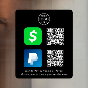 Autocollant Pour Fenêtre Paiement de code QR CashApp Paypal numérisation