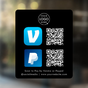 Autocollant Pour Fenêtre Paiement de code QR Venmo & Paypal Scan pour pay