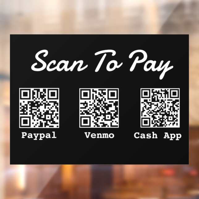 Autocollant Pour Fenêtre Paiement de code QR | Venmo Paypal Scan to Pay (Feuille 2)