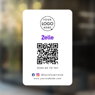Autocollant Pour Fenêtre Paiement de code QR Zelle   Analyser pour payer le