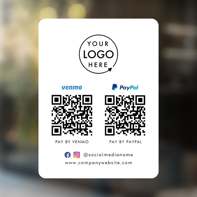 Autocollant Pour Fenêtre Paiement par code QR | Venmo Paypal Scanner pour p (Versatile digital payment window cling for sales, retail stores, salons, pop-ups, events & more!)