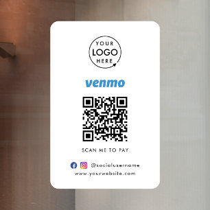 Autocollant Pour Fenêtre Paiement par code QR Venmo Scannez pour payer le