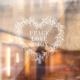 Autocollant Pour Fenêtre Paix, amour joie mistletoe Noël blanc