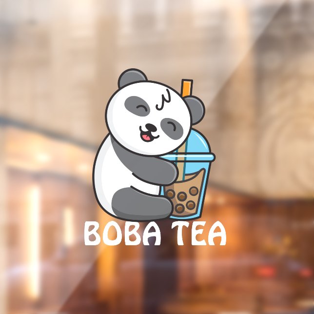 Autocollant Pour Fenêtre Panda Bear Boba Tea Bubble Boire Publicité (Feuille 2)