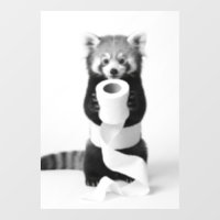 Panda Rouge Drôle Tenant du Papier Toilette Minima