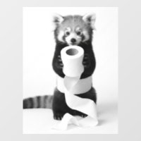 Panda roux adorable tenant du papier toilette Mini